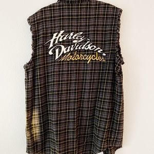 Harley Davidson Plaid Cutoff Bikers Vest